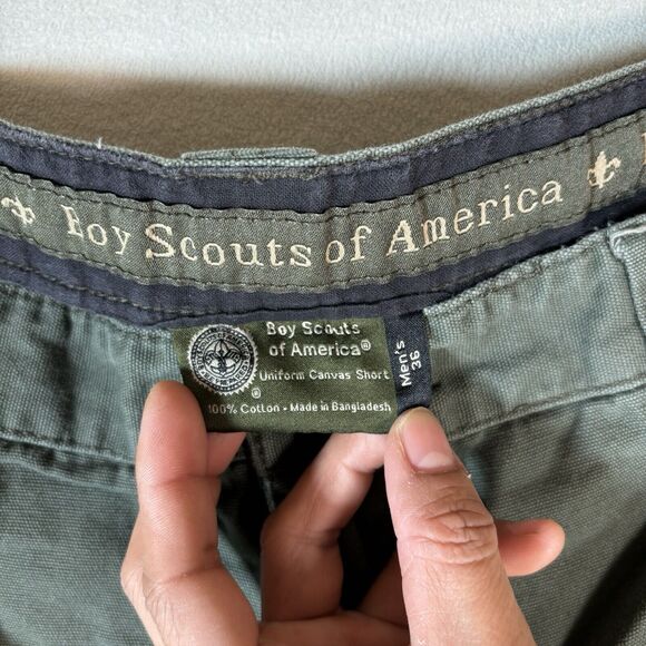 Boy Scouts Of America  BSA Uniform Cargo Canvas Green Shorts Men's Size 36 - Picture 5 of 5